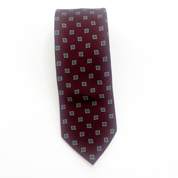 J. McLaughlin Burgundy Flower Diamond Silk Tie NWT - Picture 1 of 9